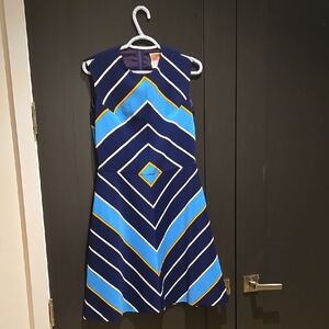 Blue and Gold Chevron Dress
